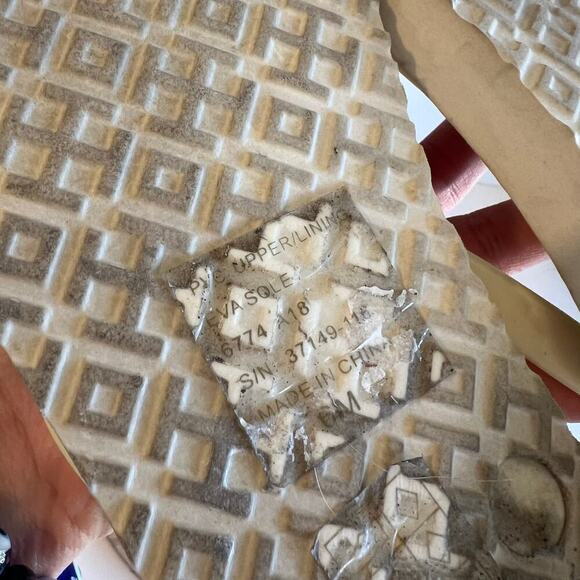 Tory Burch Blue & White Pattern Embellished Logo Flip Flop Sandal Size 6 - Picture 7 of 10